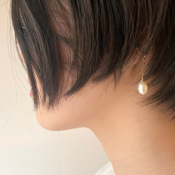 14kgf/sv925 heart ear cuff ハートの天然石 イヤーカフ オニキス 2way 7枚目の画像