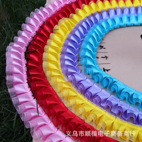 ☆サテン、オーガンジーフリルリボン☆ リボン・テープ バンメイド素材