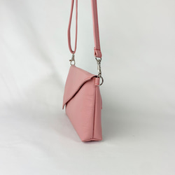 本革の2wayバッグ　ポシェットとウエストポーチ(pink) 5枚目の画像