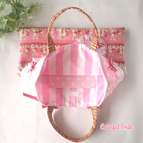 ネームタグ付き♡レッスンバッグ＆シューズバッグセット(フリル