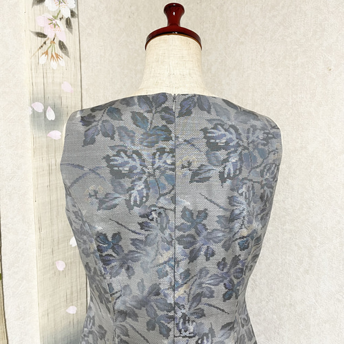 大島紬プリンセスラインワンピース 桜東風 着物リメイク ワンピース