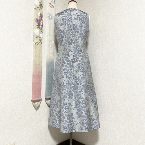 大島紬プリンセスラインワンピース 桜東風 着物リメイク ワンピース