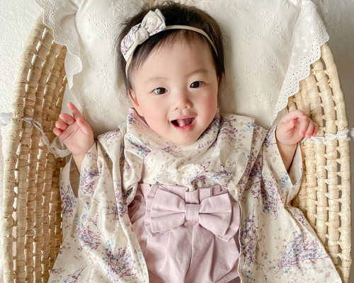 今話題のアイテムを KANA ベビー服 70/80 キナリかすみ草×くすみピンク ベビー袴 KANA 15428808 通販｜Creema(クリーマ) baby&kids 着物・浴衣・和小物