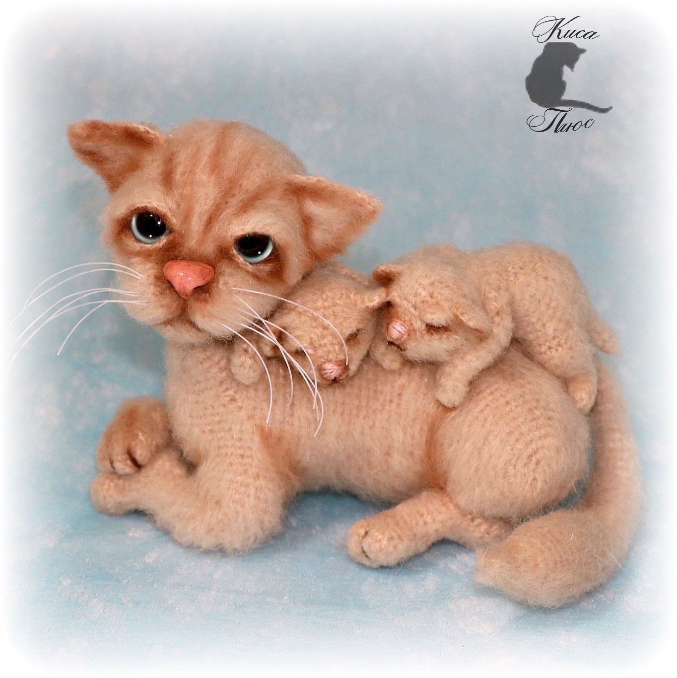 ☆送料無料☆あみぐるみ子連れの母猫