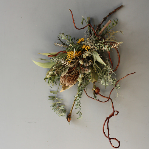 専用＊バンクシア＆ミモザ　ドライフラワースワッグ バンクシアメインの大きめドライフラワースワッグ スワッグ la vonde