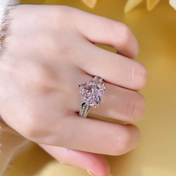 ハート ピンク 8カラット 高炭素ダイヤモンド キラキラ ゴージャス ラグジュアリー リング 普段使い 指輪 シンプル 5枚目の画像