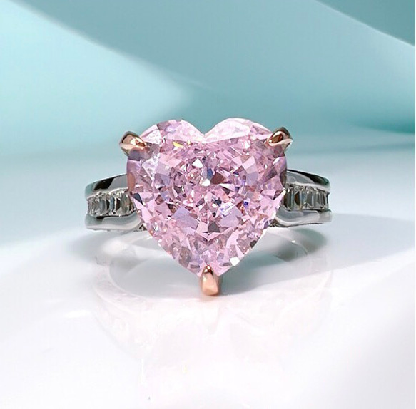 ハート ピンク 8カラット 高炭素ダイヤモンド キラキラ ゴージャス ラグジュアリー リング 普段使い 指輪 シンプル 8枚目の画像
