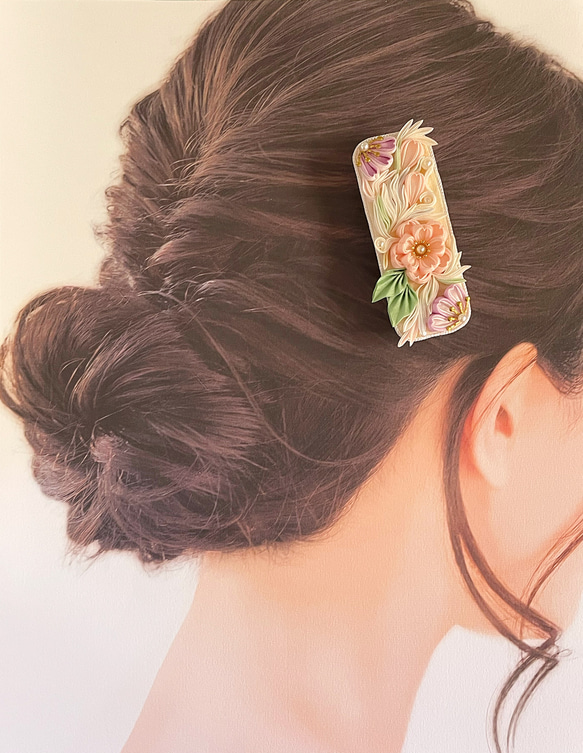 桜　つまみ細工髪飾り 5枚目の画像
