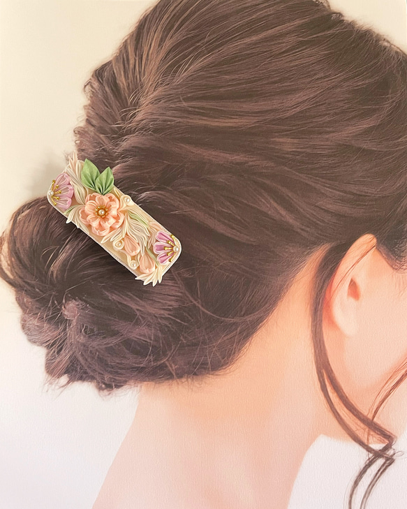 桜　つまみ細工髪飾り 4枚目の画像