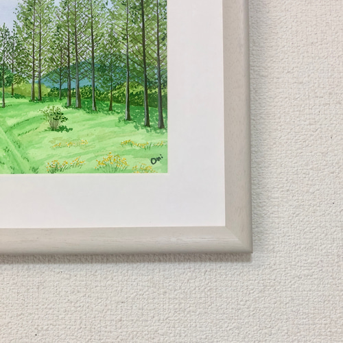 川沿いの散歩道 」透明水彩画 原画 風景画 額縁付 F4サイズ 絵画 川沿いの散歩道 」透明水彩画 原画 風景画 額縁付 F4サイズ 絵画