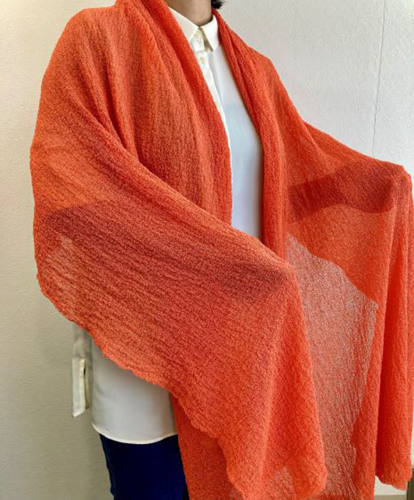 【春夏】６色『和紙』で編んだ、か～るい大判ニットストール 1枚目の画像