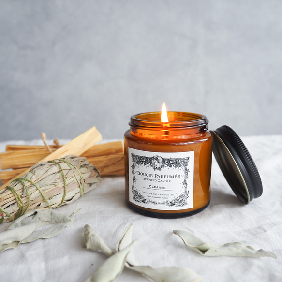 Cleanse Cotton Wick Candle｜パロサントとホワイトセージの浄化ソイキャンドル 1枚目の画像