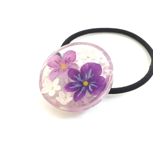 すみれと小花のヘアゴム ヘアゴム soeur fleur 通販 15429549｜Creema