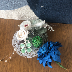 成人式卒業式に和紙髪飾りデコレーション組み合わせ自由ヘアアクセサリー和装小物かんざし水引結婚式ナチュラルブルー青花バラ 8枚目の画像