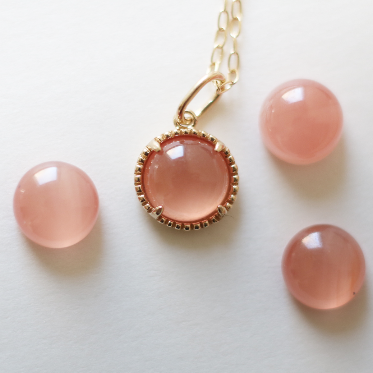 （10KYG）インカローズのミル打ちチェーンネックレス（40cm）