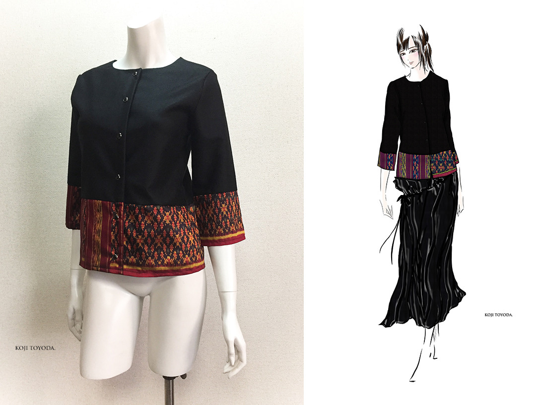 【1点もの・デザイン画付き】イタリア製ウール生地ノーカラー切り替えブラウス（KOJI TOYODA） 9,216円