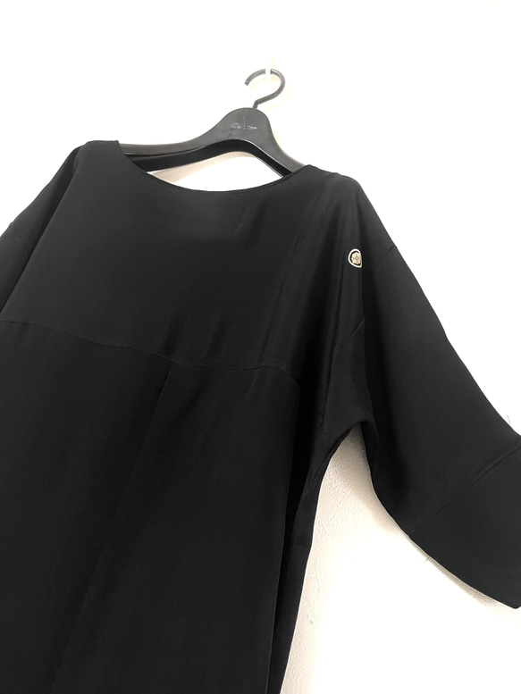 送料無料 着物 リメイク 留袖 鶴 正絹 大きめ シルク ロングドレス 華やか 3L〜 ハンドメイド 5枚目の画像