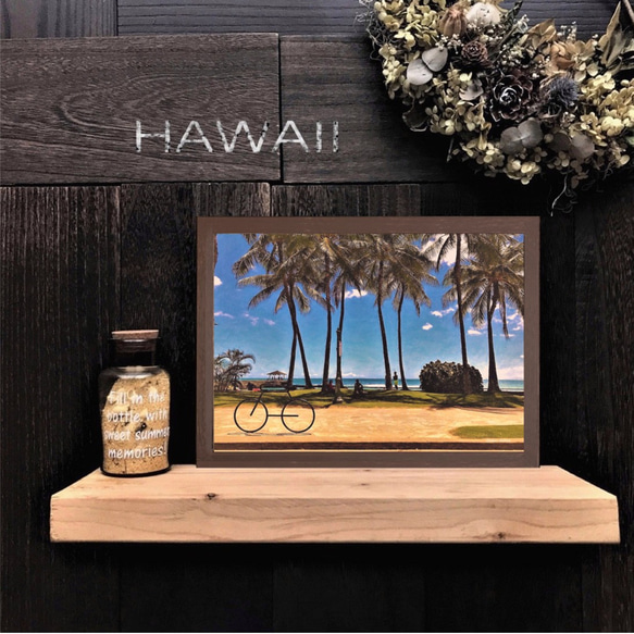 【送料無料】南国の風景☆HAWAII No.549   フレーム付 　A4サイズ 1枚目の画像