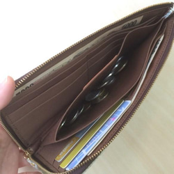 牛革のスリムな長財布　ボタニカルガーデン　ベージュ 12枚目の画像