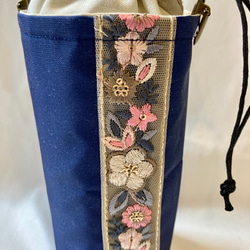 春　新作　インド刺繍　ナイロン素材　保温保冷　ペットボトルホルダー　水筒カバー　 5枚目の画像