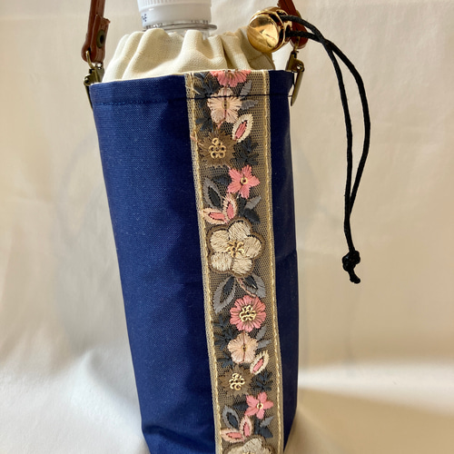 春 新作 インド刺繍 ナイロン素材 保温保冷 ペットボトルホルダー 水筒