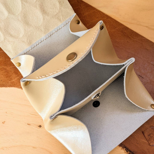 ぐしぐし手縫い＊クラッキングドットとベージュゴールド/お札が折らず  