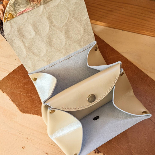 ぐしぐし手縫い＊クラッキングドットとベージュゴールド/お札が折らず  