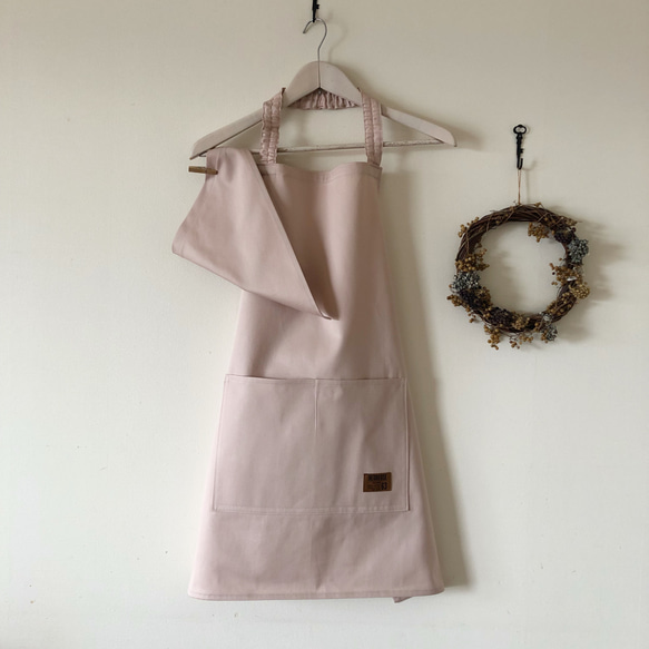 キッズエプロン 150 ジュニアエプロン 男の子 女の子  エプロン 三角巾 セット   ★ ピンク　着脱簡単 1枚目の画像