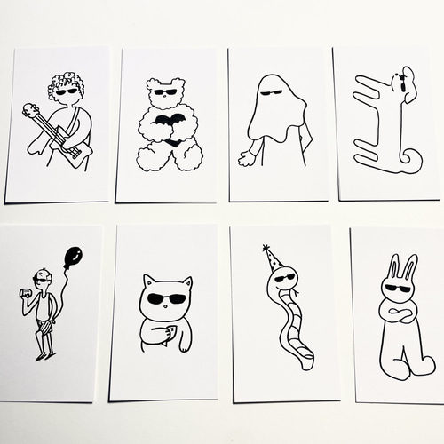 かわいい サングラス シンプル メッセージカード アートポストカード