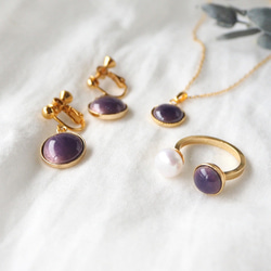 景泰藍二月生日石 x 淡水珍珠戒指 ~紫水晶~ 第8張的照片