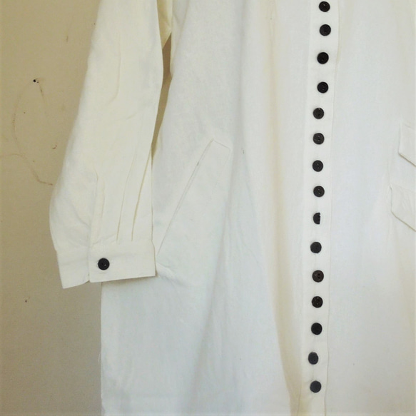 【SALE】インド綿のシャツワンピース＆カーディガン●ホワイト 8枚目の画像