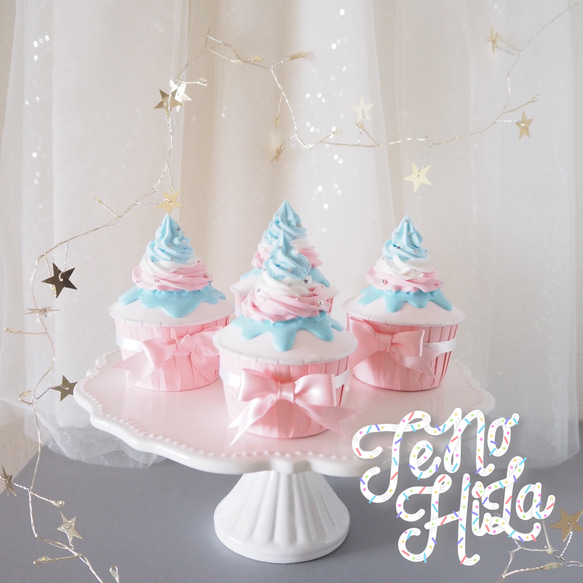 【即日発送】クレイカップケーキ　Pastel color tricolore★パステルカラー　トリコロール 1枚目の画像