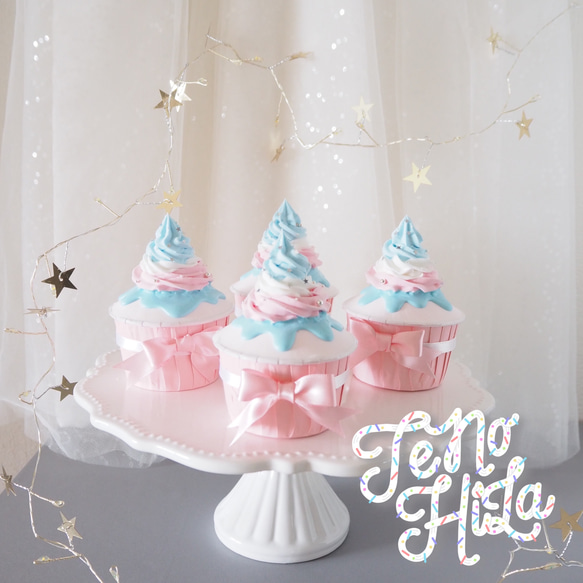 即日発送】クレイカップケーキ Pastel color tricolore