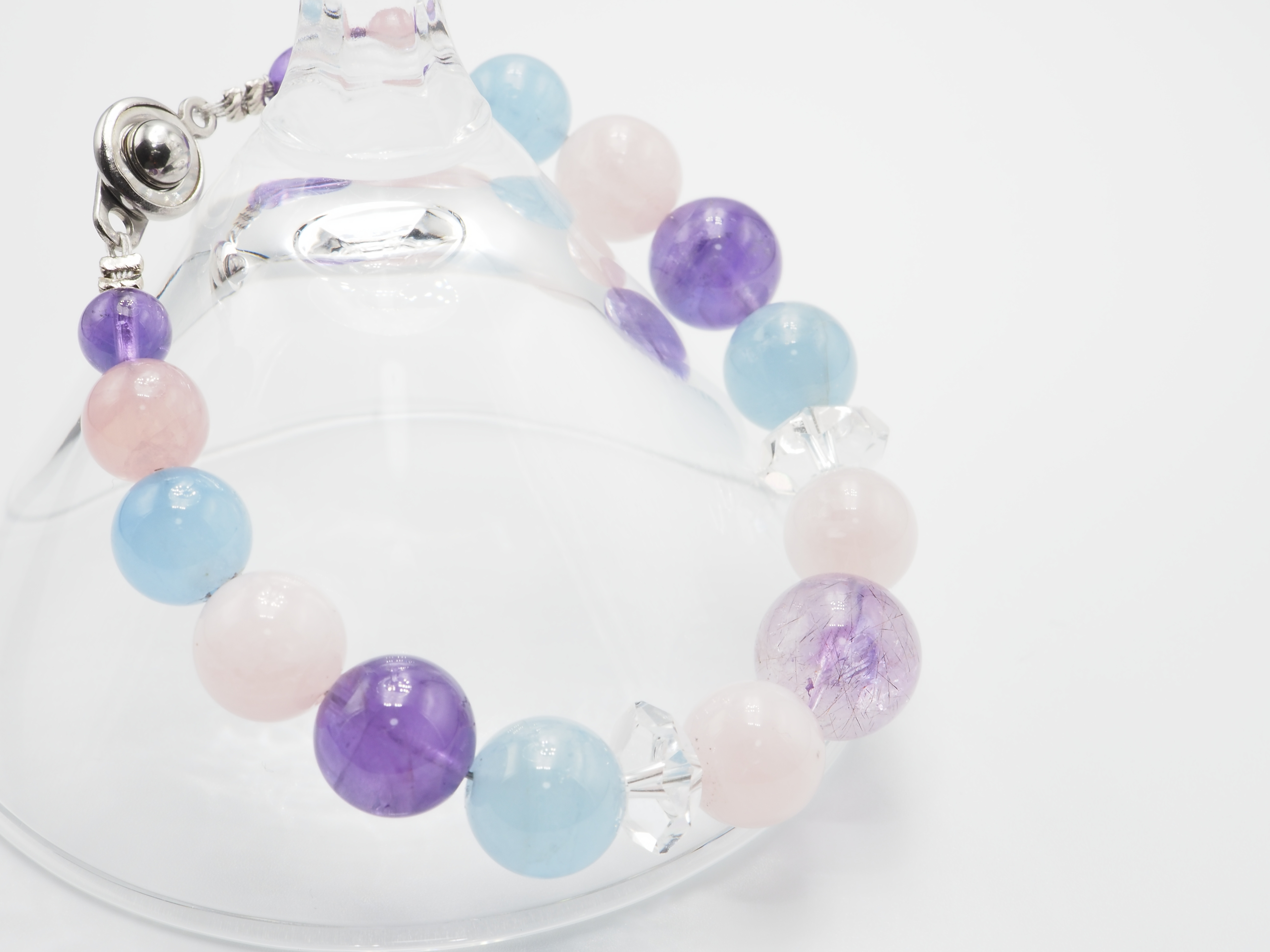 アメジストとローズクォーツのブレスレット