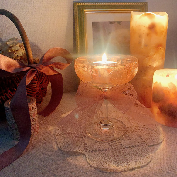 ローズペタル シャンパンキャンドル《香りが選べる✽ティーライトキャンドル2個付き》 3枚目の画像