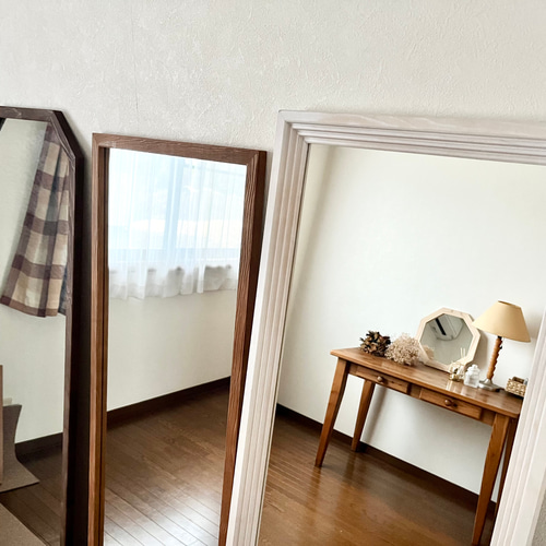 日本製】全身鏡 姿見 立て掛けミラー アンティーク調 ドレッサー