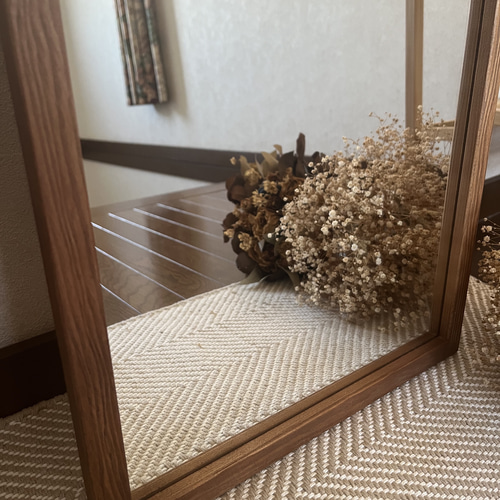 日本製】立て掛けミラー アンティーク調