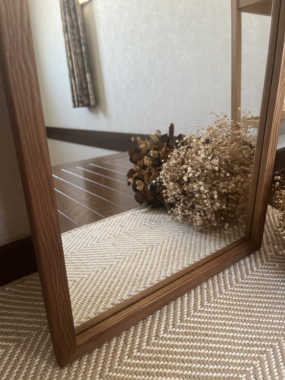 【日本製】全身鏡　姿見　立て掛けミラー　アンティーク調 7枚目の画像
