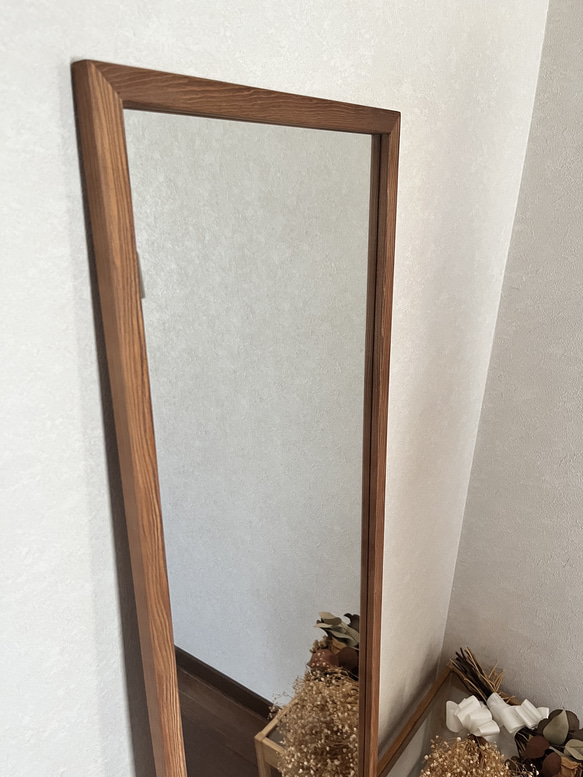 【日本製】全身鏡　姿見　立て掛けミラー　アンティーク調 14枚目の画像