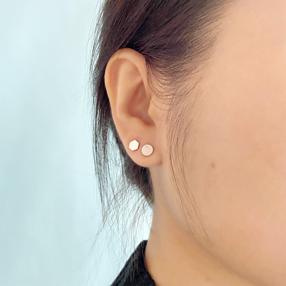 Hexagon Studs earring(1 PC),SV925 5枚目の画像