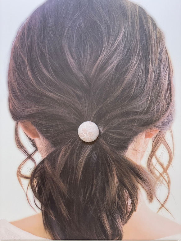 くるみボタン飾髪ゴム(さくら淡いピンク) ヘアゴム 桜咲く 通販