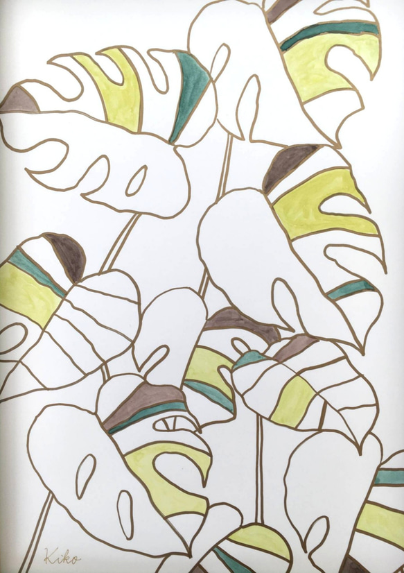 A4ポスター原画  モンステラ 2枚目の画像