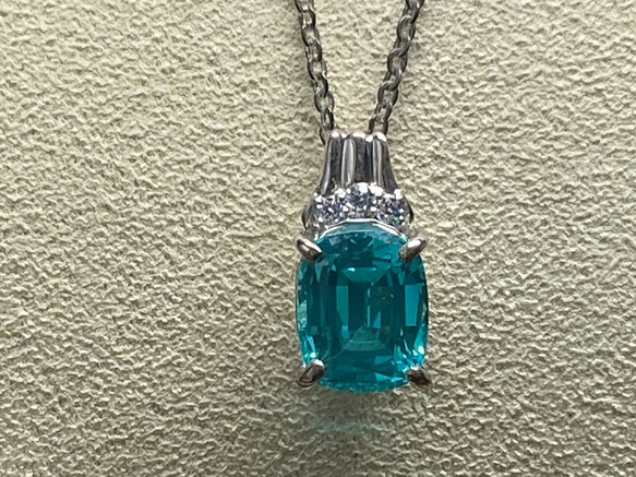 ◆ パライバトルマリン＜再結晶＞ペンダント　4.95ct　蛍光色　魅力的なブルー＆グリーン　S-003 3枚目の画像