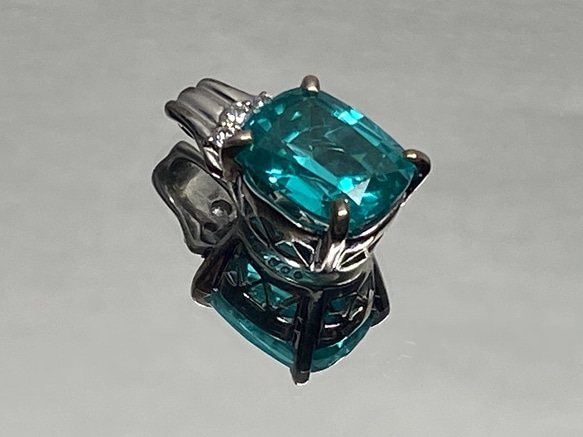 ◆ パライバトルマリン＜再結晶＞ペンダント　4.95ct　蛍光色　魅力的なブルー＆グリーン　S-003 6枚目の画像