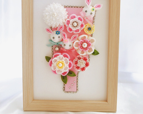 羽子板 ミニ 雛人形 初節句 ピンク うさぎ かわいい 卓上 つまみ細工