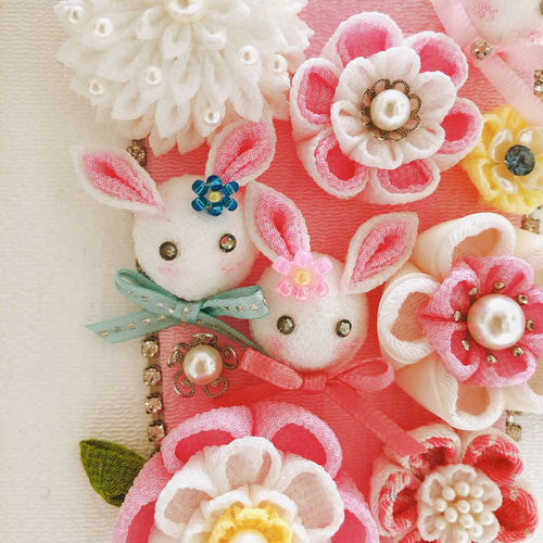 羽子板 ミニ 雛人形 初節句 ピンク うさぎ かわいい 卓上 つまみ細工