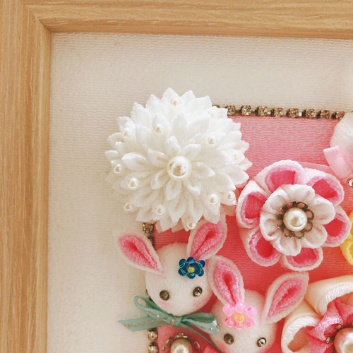 羽子板 ミニ 雛人形 初節句 ピンク うさぎ かわいい 卓上 つまみ細工