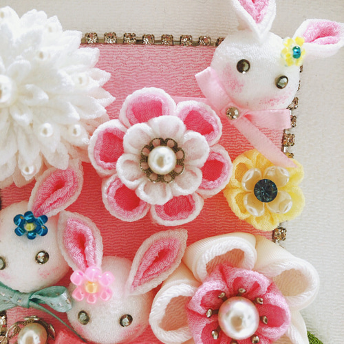 羽子板 ミニ 雛人形 初節句 ピンク うさぎ かわいい 卓上 つまみ細工