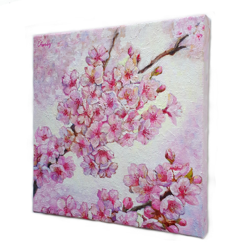 一点物】『 ビビットな桜 』油絵 油彩 油画 絵画 インテリア 一点物】『 ビビットな桜 』油絵 油彩 油画 絵画 インテリア