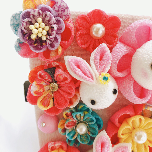 羽子板 雛人形 初節句 黒 かわいい 卓上 つまみ細工 花 出産祝い